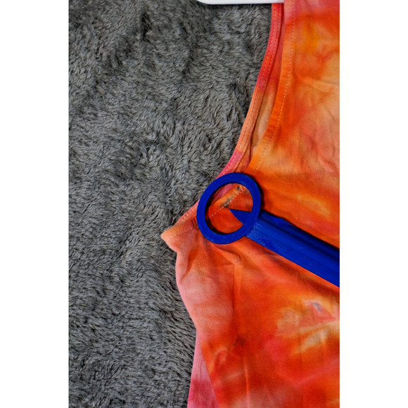 Madison Ruffle Neck Tank Top Large Tie‑Dye Pink Orange Fire Swirl Artisan Dyed - Picture 7 of 13